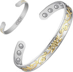 Feraco Copper Bracelet for Women, Ultra Strength Magnetic Bracelets, 99.99% Pure Copper Cuff Bangle with 3500 Gauss Neodymium Magnets, Adjustable (Silver & Gold)