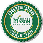 7.5 Inch Edible Cake Topper – George Mason University Themed Birthday Party Collection of Edible Cake Decorations round
