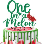 Green Glitter One in a Melon Cake Topper, Summer Watermelon One Cake Décor, Watermelon Baby's 1st Birthday Party Decorations