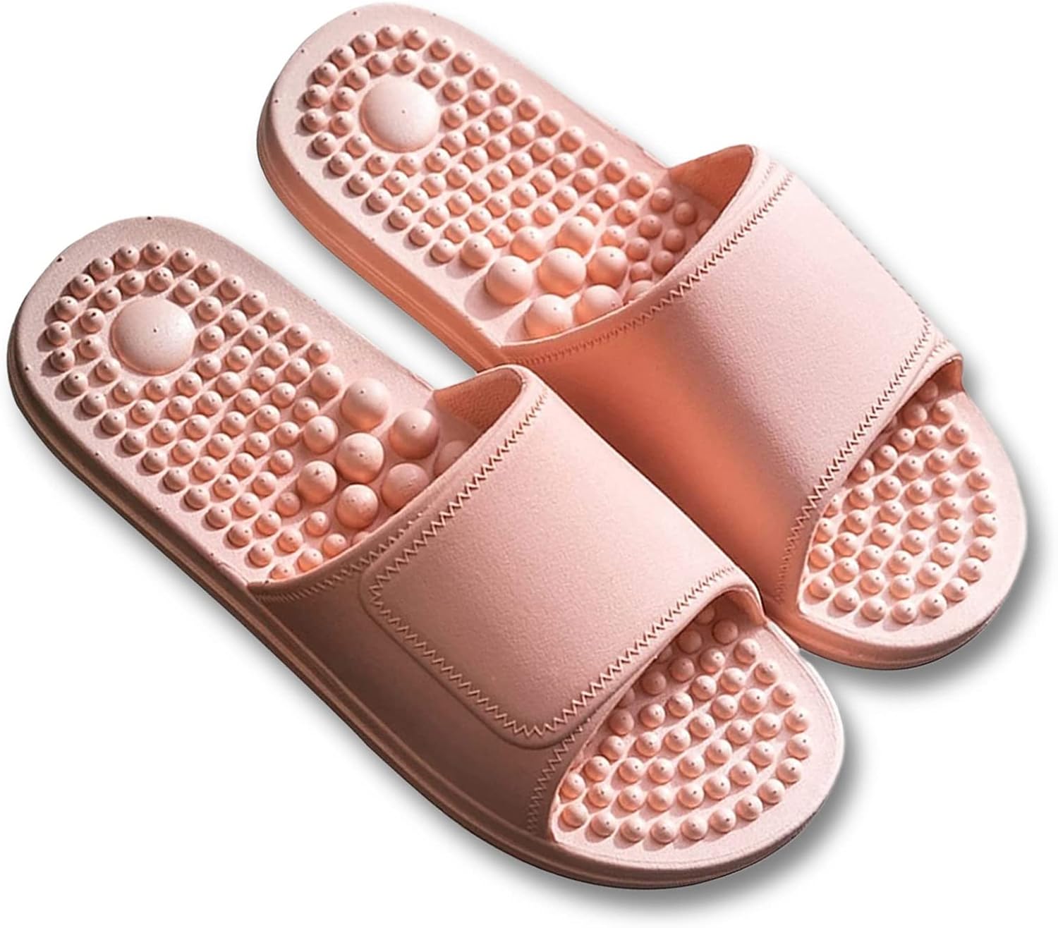 Acupressure Foot Massage Slippers Reflexology Sandals for Foot Stress Relief Massage Non-Slip Water-Proof Quick Drying Therapeutic Reflexology Sandals for Shiatsu Arch Pai(7.5-8 Women, Pink)