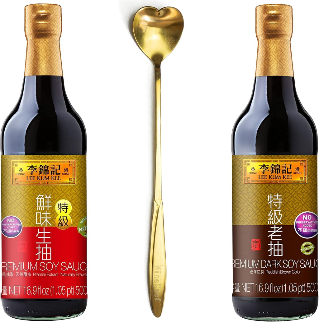HongKong Premium Light Soy Sauce 16.9 fl. Ounce 500ml And Premium Dark Soy Sauce 16.9 fl. Ounce 500ml LIJINJI李锦记