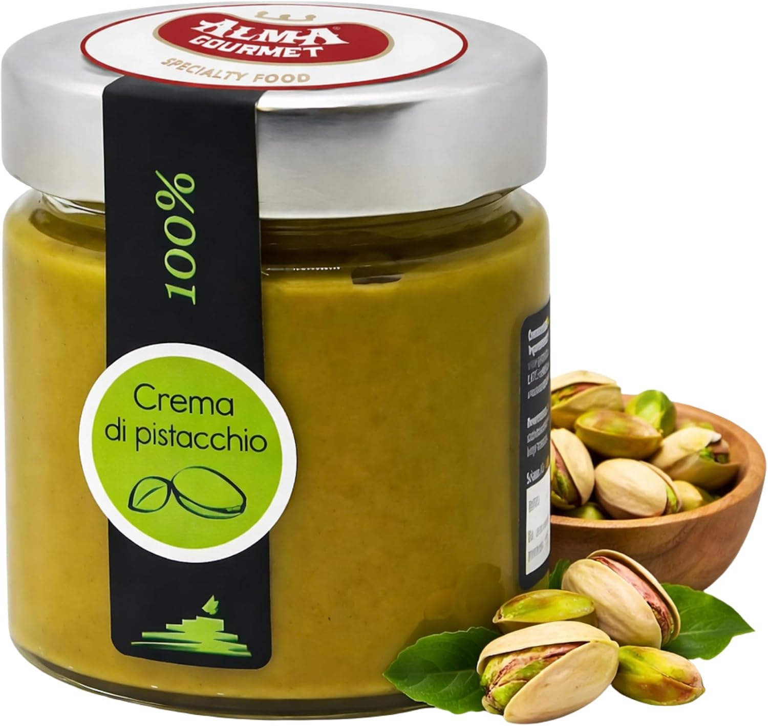 Alma Gourmet 100% Pistachio Butter – Pure Pistachio Paste, Unsweetened Pistachio Cream Spread, Single Ingredient Nut Butter, Perfect for Baking, Ice Cream & Dubai Chocolate Recipes, Imported from Sicily Italy, 6.7 oz (190g)