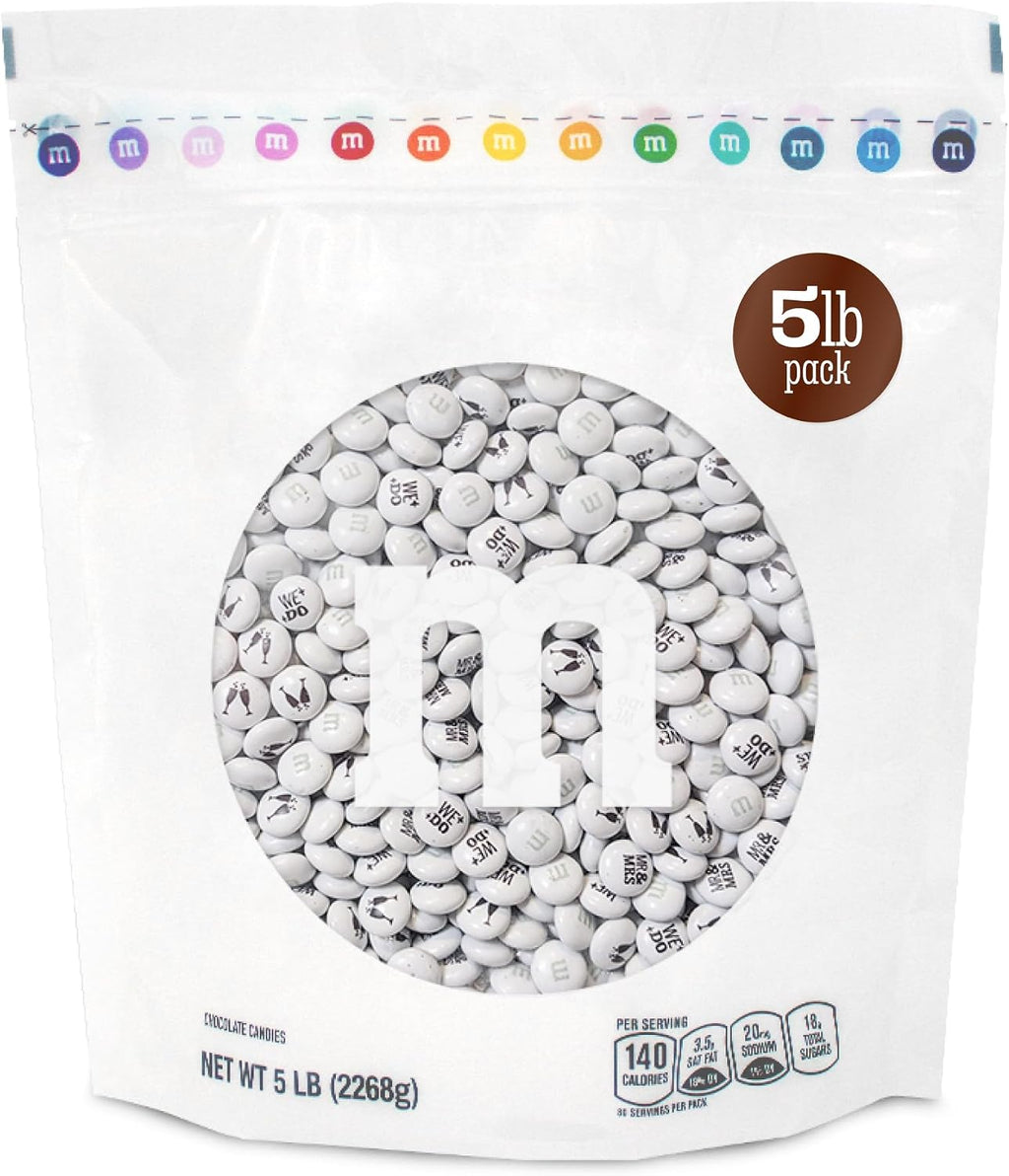 M&M’S WORLD “Mr. and Mrs.” Milk Chocolate Candy, 5 lbs Bulk Candy for Wedding Decorations, Unique Favors, or Cake Topper