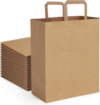 BagDream 12x7x17 50Pcs Large Paper Grocery Bags with Handles Kraft Brown Gift Bags for Shopping Retail Merchandise Flat Handles Recycled Takeout/to Go Barrel Sacks