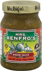 Mrs. Renfro Salsa, Jalepeno Green, Hot, 16 oz