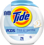Tide PODS Free & Gentle laundry detergent, 76 ct, Trusted, gentle laundry detergent pods, 100% free of irritating residues: no added dyes and perfumes