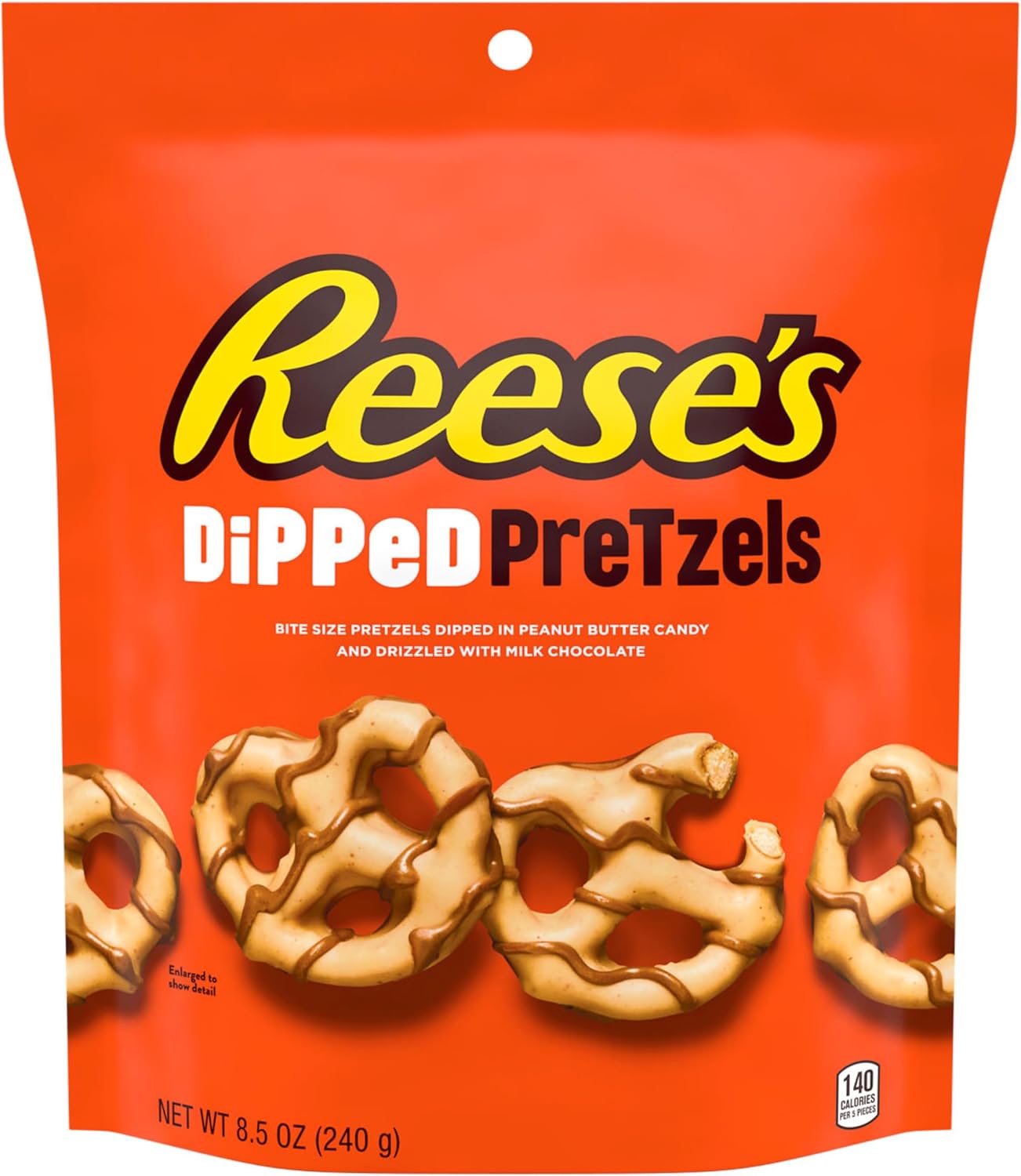 REESE'S Milk Chocolate Peanut Butter Candy Dipped Pretzels Bags, 8.5 oz (6 Count)