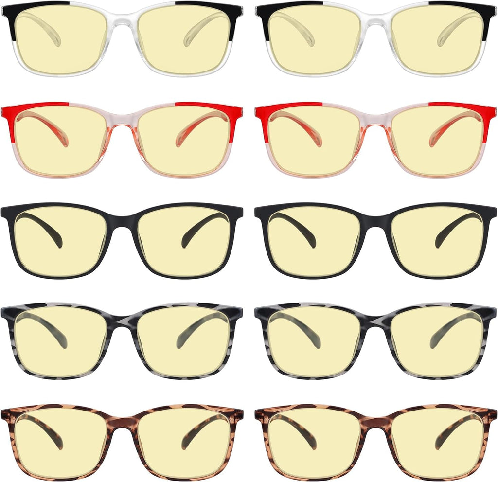 Eyekepper 10-pack Blue Light Block Glasses Women - Fashion Computer Reading Glasses Yellow Tinted +1.00