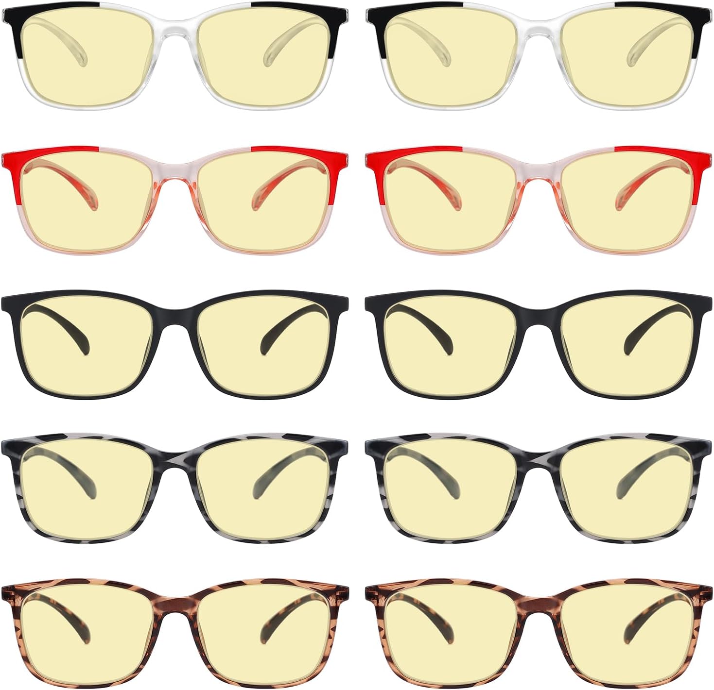 Eyekepper 10-pack Blue Light Block Glasses Women - Fashion Computer Reading Glasses Yellow Tinted +1.00