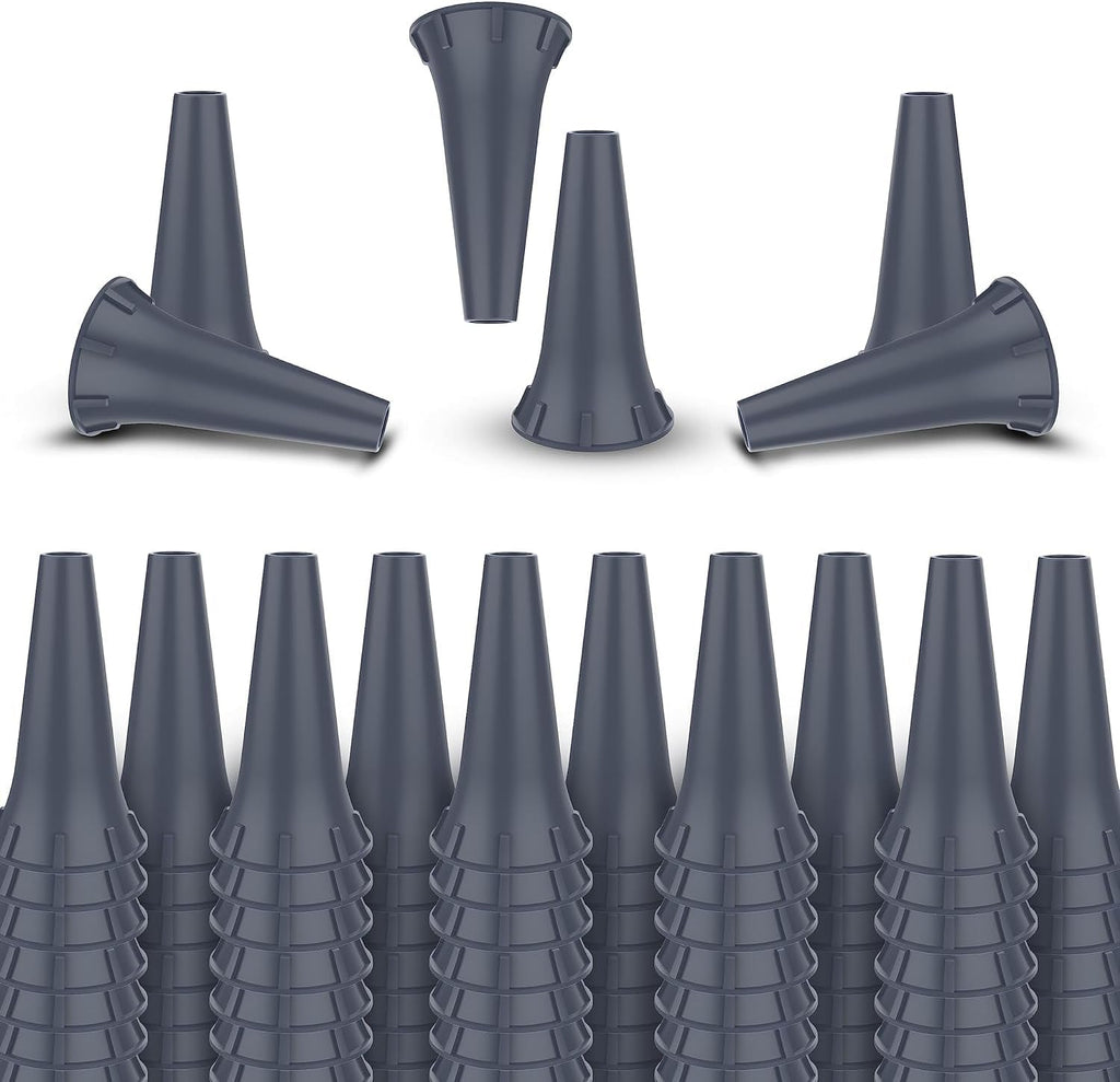 4mm Disposable Ear Specula Tips for Universal Otoscopes – Compitible With W-E-L-C-H A-L-L-Y-N, K-a-W-e, RIES'TER, H.E.I.N.E| Plastic Replacement Covers | Gray | Pack of 100
