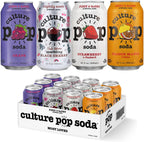 Culture Pop Soda, Most Loved Variety Pack, Probiotic Low Sugar Soda, Sparkling Juice Alternative, Non-GMO, Kosher, Gluten-Free, No Stevia (12pk)