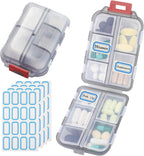 Travel Pill Organizer Portable Pocket Pill Case Small Pill Box for Purse Medicine Organizer Have 10 Compartments Storage Vitamin Fish Oil by INVODA (1PCS Gray+Lables)