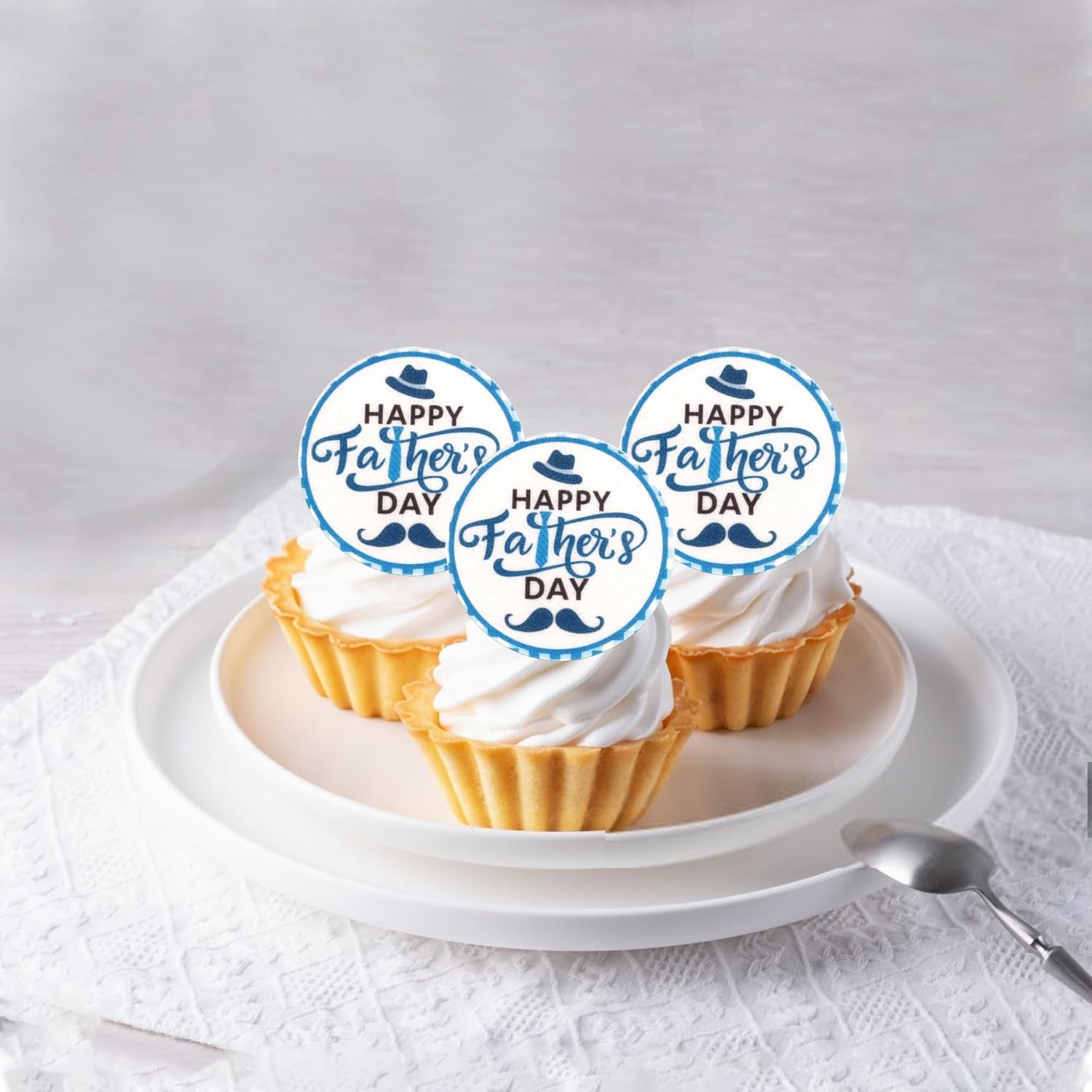 Rsstarxi 60 Pack Edible Happy Father's Day Cupcake Toppers Edible Happy Father's Day Cake Decorations Best Dad Ever Cupcake Picks for Father Day Men Birthday Party Cake Decorations Supplies