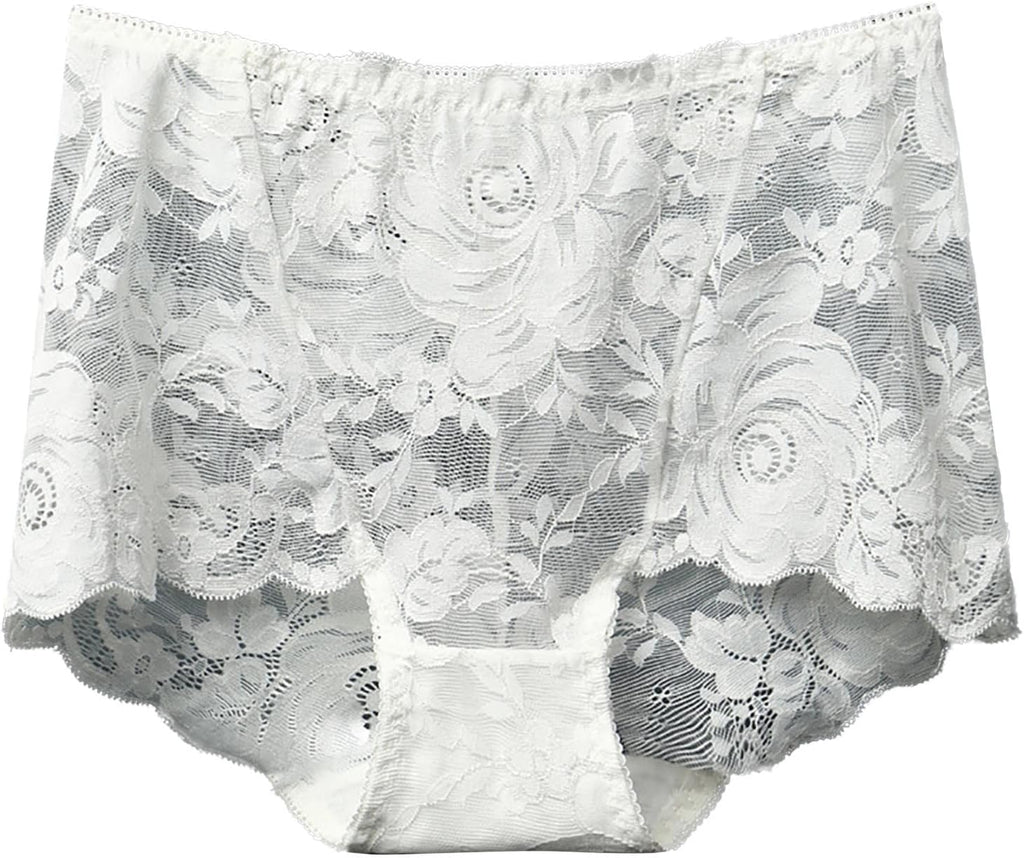 Women's High Waisted Brief Lace Panties Plus Size Panties Soft Stretch Tummy Control Underwear Full Coverage Briefs
