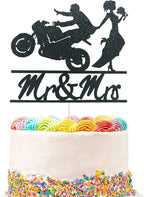 Motorcycle Wedding Cake Topper Let Go of The Motorcycle and Get Married with Me Cake Decor Funny Bride and Groom with Motorcycle Cake Topper for Wedding/Anniversary/Bridal Shower Party