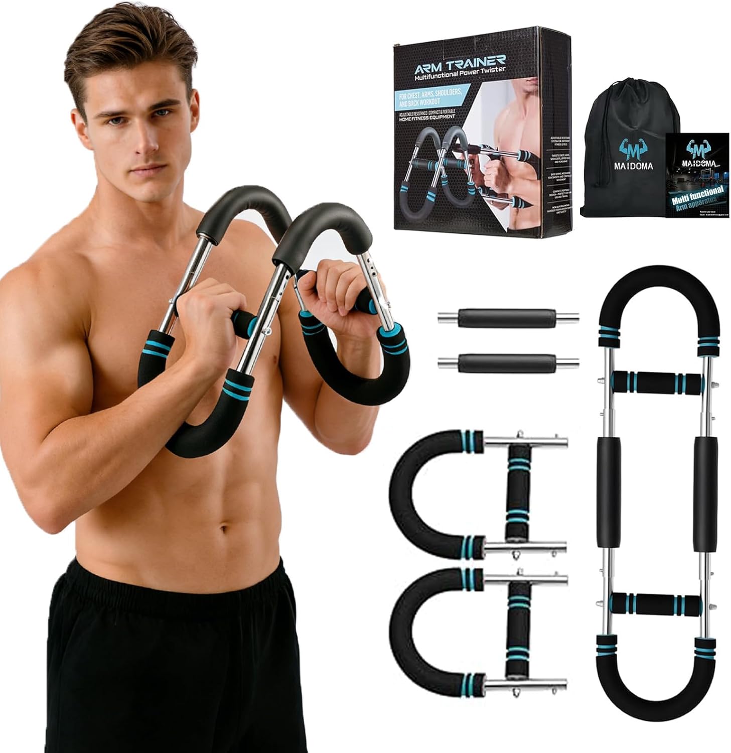 Arm Twister Trainer, 20-60lb Adjustable Chest Exerciser & Arm Trainer, Portable Chest Trainer for Men & Women, Home Gym Upper Body Strength Workout Equipment