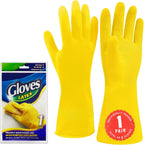 SteadMax 1 Pair Cleaning Gloves, Reusable Natural Rubber Dish Gloves, Latex Non-Slip Gloves for Kitchen, Household