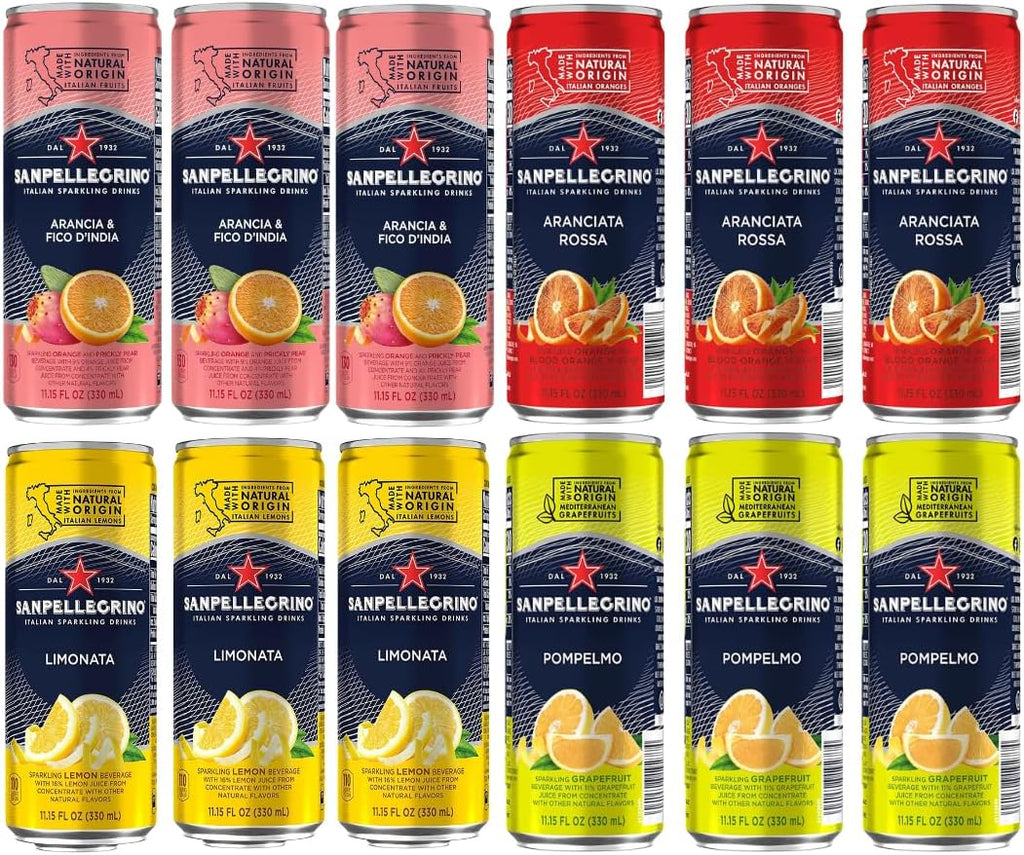 San Pellegrino Sparkling Fruit Beverages Variety Pack - 11.15 Fl Oz Cans (12 Pack)