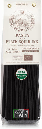 Morelli Squid Ink Pasta Linguine - Organic Black Pasta Noodles, Durum Wheat Semolina, Italian Nero Di Seppia Made in Italy - 8.8 oz / 250 g (Pack of 1)