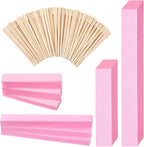 Leelosp 600 Pcs Waxing Kit Includes 400 Wax Paper Cloth Eyebrow Strips and 200 Wooden Smooth Applicator Sticks for Body Skin Hair Removal(Pink)