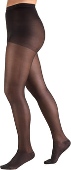 Truform 15-20 mmHg Compression Pantyhose, Sheer 20 Denier Women's Shaping Tights, Black, Medium