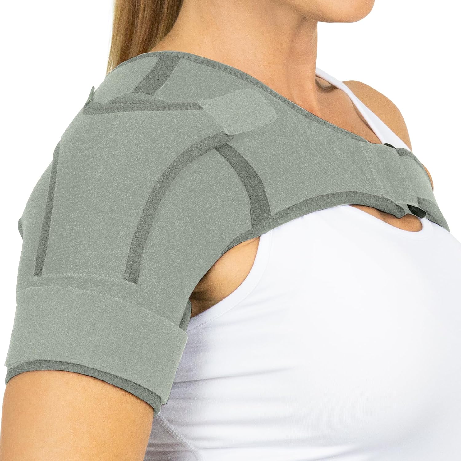 Vive Shoulder Brace for Women & Men - Injury Recovery Compression Support Sleeve - for Rotator Cuff Injuries, Arthritis, Sprain, Dislocation, PT - Targeted Inflammation Pain Relief (Grey, Medium)