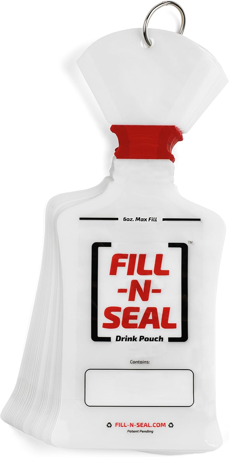 (25) 6oz Liquid Heat Sealed Pouches, No Funnel Needed, TSA Approved, 100% Flexible, and BPA Free! White