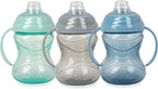 Nuby 3 Piece No-Spill Grip N’ Sip Cup with Soft Flex Spout, 2 Handle with Clik It Lock Feature, Neutral,10 Ounce