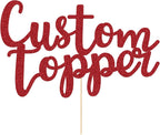 Personalized Cake Topper Birthday Cake Toppers 11 Colours Wedding Cake Topper with Any Text Numbers Double Sided Glitter Cake Decoration for Anniversary Baby Shower(Red)