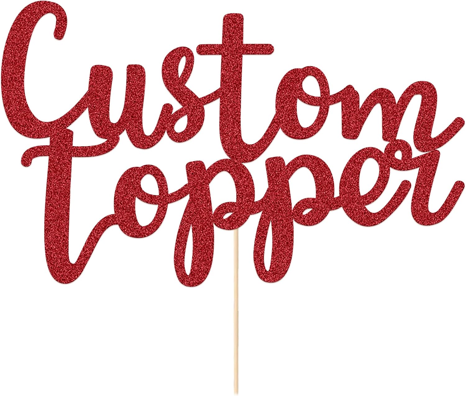 Personalized Cake Topper Birthday Cake Toppers 11 Colours Wedding Cake Topper with Any Text Numbers Double Sided Glitter Cake Decoration for Anniversary Baby Shower(Red)