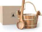 Northwood Sauna - Sauna Bucket and Ladle Set - Handmade from Canadian Red Cedar Wood - Natural Rope Handle - 1 Gallon (4 Liters) Water Capacity