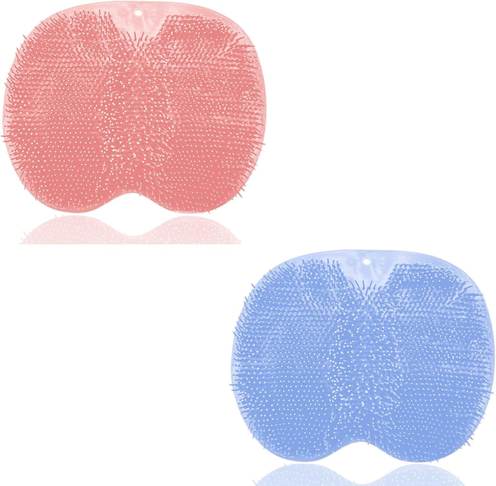 Shower Foot and Back Scrubber Mat,Wall Mounted Shower Foot Scrubber with Suction Cups,Exfoliating Silicone Massage Foot Cleaner for Shower(2pcs)