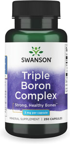 Swanson Triple Boron Complex Bone and Joint Health Mineral Supplement for Adults Over 50 Seeking Optimal Absorption - Citrate, Aspartate, Glycinate (250 Capsules)