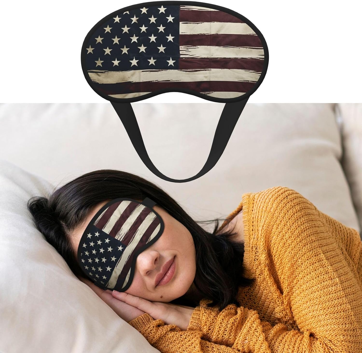 American Flag Sleep Mask for Side Sleeper Blackout Eye Masks for Women Men Blindfold Mask Side Sleeper Eye Cover for Sleeping Nap Blackout Eye Shade Cover for Travel