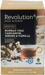 REVOLUTION TEA® Bombay Chai [THE ORIGINAL] – Bombay Chai, Cardamom, Ginger & Vanilla – Premium Full Leaf Tea – Biodegradable Infuser Tea Bags – Flavored Black Tea – 20 Bags