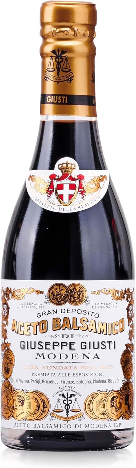 Giusti Balsamic Vinegar of Modena IGP – Full-Bodied Italian Gourmet Aceto Balsamico di Modena for Salads, Marinades, Cheese & More – 2 Gold Medals – Made in Italy – 8.45 fl oz (250 ml) - Pack of 1