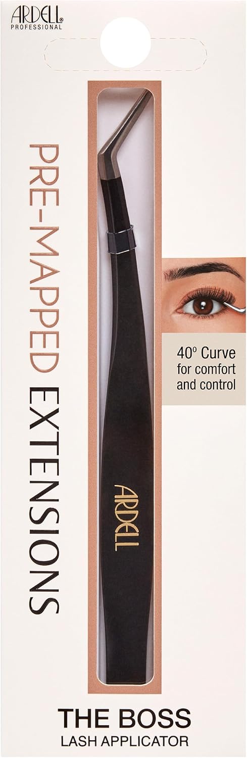 Ardell Pre-Mapped Lash Applicator Tool - 40° Curved Eyelash Tweezers for Precision and Comfort, Easy Application