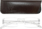 VEVESMUNDO Reading Glasses Men Women Modern Slim Transparent Rimless Eyeglasses