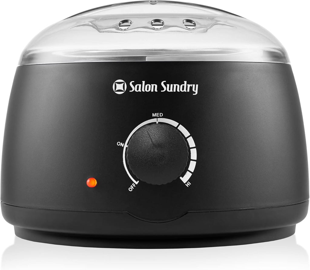 Salon Sundry Portable Electric Hot Wax Warmer Machine for Hair Removal - Black with Clear Lid