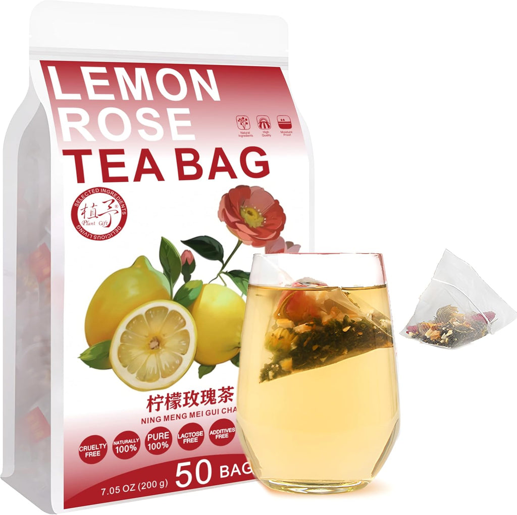 Plant Gift Lemon Rose Tea Bags 7.05oz (4g*50bags), Dandelion, Chrysanthemum, Chinese Pure Nature, Health Care Mixed Tea, Combination of Floral Tea 200g 柠檬玫瑰茶