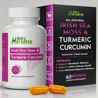 Organic Irish Sea Moss & Turmeric Curcumin Supplement, Vegan Formula with Turmeric Extract (Curcuminoids 95%), Joint Mobility Support, Gut Health, & Daily Wellness for Active Adults, 60 Capsules