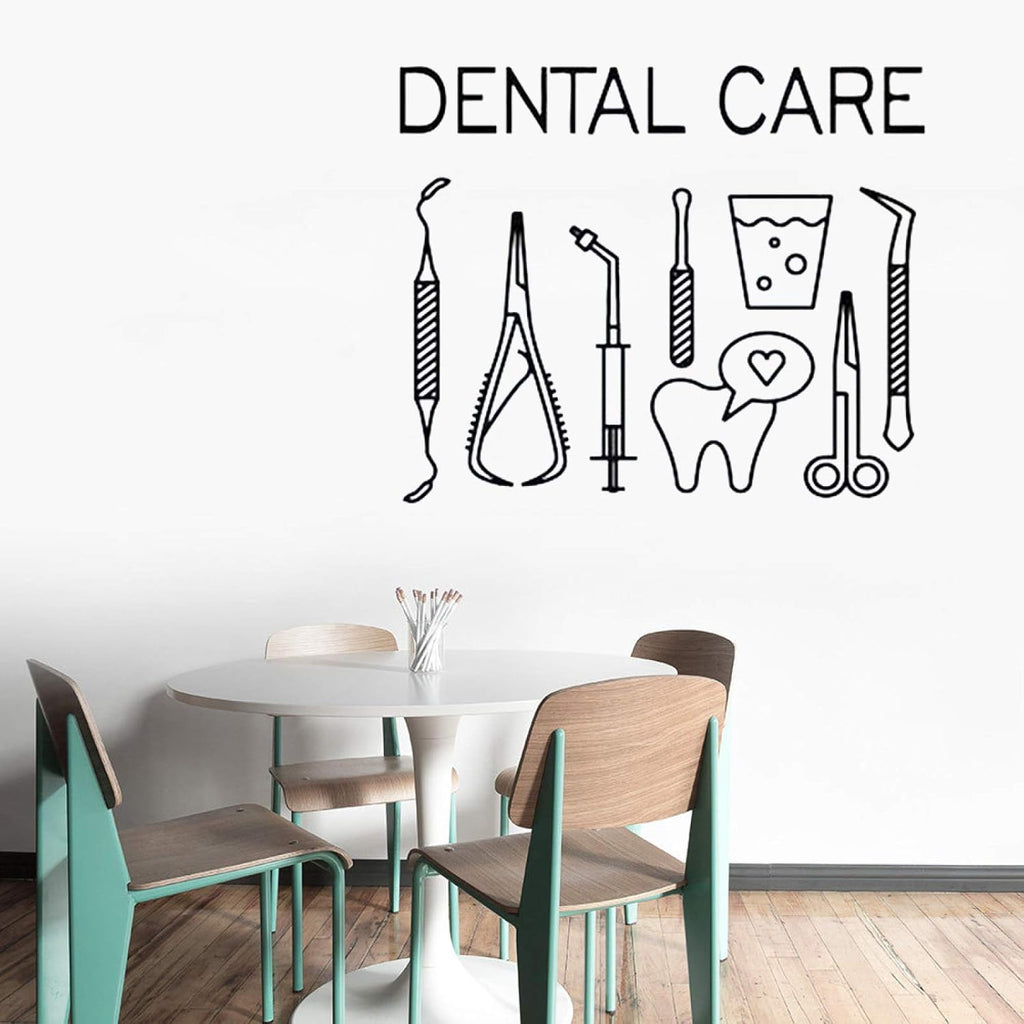 Dental Wall Sticker Dental Care Logo Removable Wall Sticker Smile Tool Dentist Dental Center Decorative Wall Sticker 68x57 cm