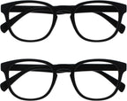 OPULIZE POP Reading Glasses for Women Men,Scratch Resistant Round Matt Frame with Spring Hinges, Black +1.50 (Pack of 2)