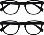 OPULIZE POP Reading Glasses for Women Men,Scratch Resistant Round Matt Frame with Spring Hinges, Black +3.00 (Pack of 2)