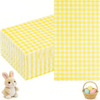 WDF 150Pack Yellow Checkered Napkins - 3 Ply Disposable Yellow and White Gingham Napkins, Dinner Napkins Paper for Picnic BBQ Birthday Wedding Party Easter