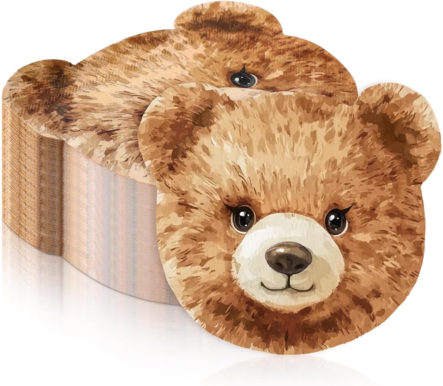 100 PCS Bear Shaped Napkins We Can Bearly Wait Baby Shower Decorations Brown Bear Party Supplies Disposable Paper Napkins for Boys Girls Kids Birthday Baby Shower Party Decorations Favors