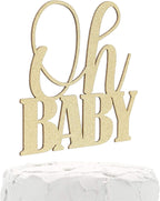 Baby Shower Cake Topper - Oh BABY - Double Sided Gold Glitter - Premium Quality Made in USA