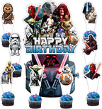 25 Pcs Cake Topper and Cupcake Toppers Set Birthday Party Supplies for Star of Wars Themed Birthday Decorations