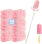 40 Pack Duster Refills Compatible with Flash Dust Magnet,360° Duster Refills Kit with 2 Handles,Effectively Removes Dust,Disposable Fluffy Dusters Magnet Refills for Cleaning Furniture, Office,Blinds