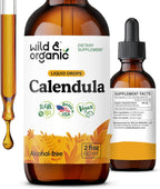 Wild & Organic Calendula Flowers Supplement - Antioxidant, Immune & Skin Support - Add to Tea Liquid Drops - Calendula Tincture - Vegan, Alcohol & Sugar-Free - 2 fl oz
